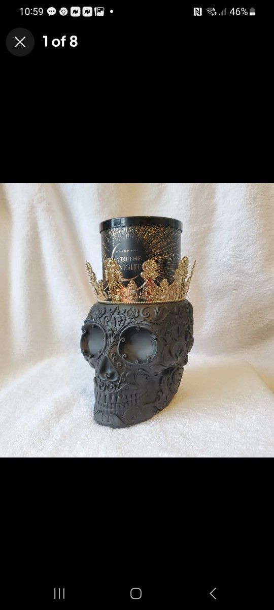Bath And Body Works 3 Wick Halloween Skull