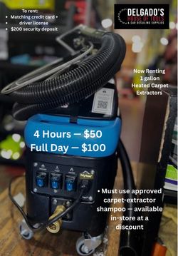 Heated Carpet Extractor Rental / $50 -4 hours
