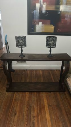 Dark Wood Console Table with Lower Shelf
