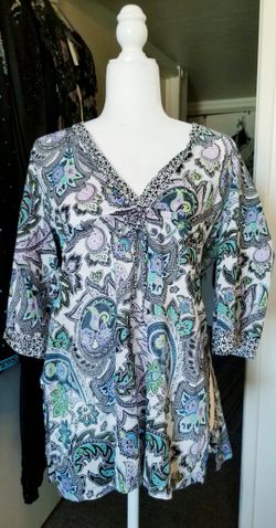 Womens Paisley Print Top L