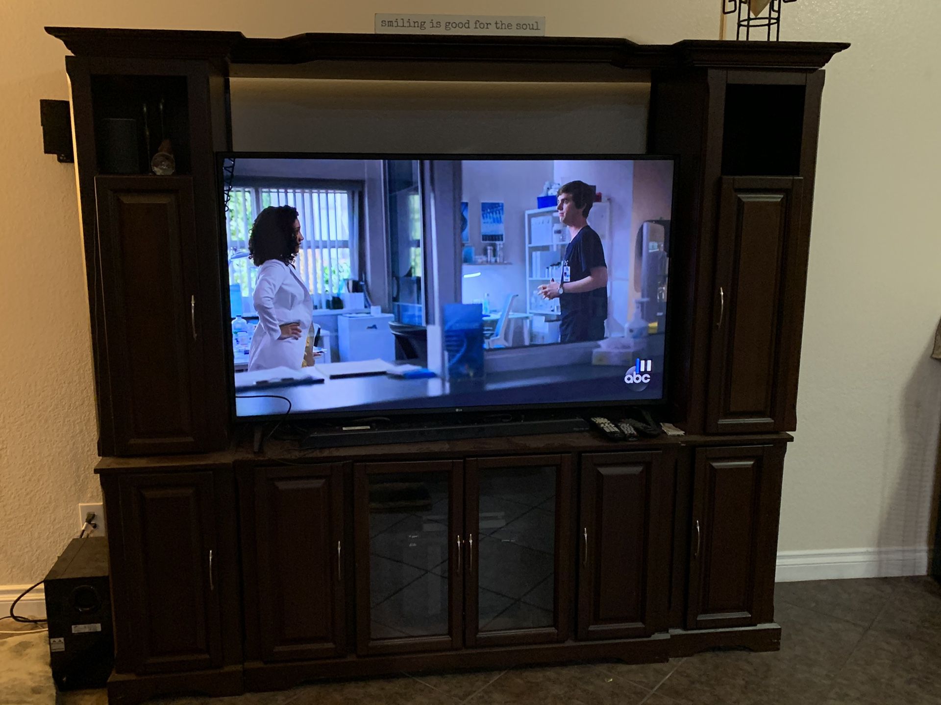 Like new entertainment center fits up to 60” inch tv