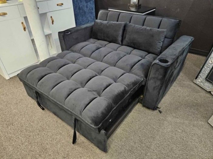 Black loveseat sleeper with pull out sofa bed