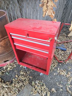 Red Metal Rolling Tool Cart