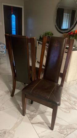 Chairs leather brown six