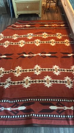 Vintage Biederlack Southwest Southwestern Geometric Aztec Navajo Style Reversible Zip Up Cuddle Wrap Blanket Made in USA
