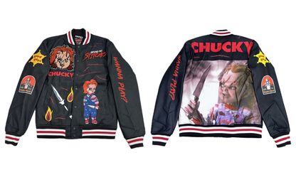Chucky X Reason Black Varsity Jacket Mens Small-XL New Sewn Patches $89 MSRP