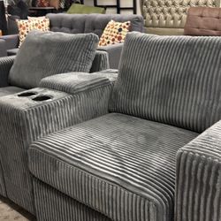 New Gray Couch With Usb And Cup Holders / Free Delivery 