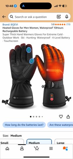 BQEVI Rechargeable Heated Gloves Waterproof Size Medium