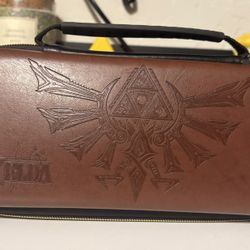 Nintendo 3DS Legend of Zelda Brown Leather Hard Shell Travel / Carrying Case