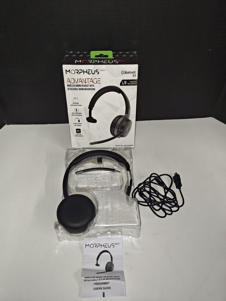 Morpheus 360 Advantage Wireless Mono Headset with Detachable Boom Microphone HS6