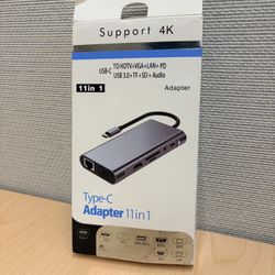 SZPACMATE USB-C 11-in-1 Hub with HDMI, VGA, USB3.0, RJ45 Ethernet, SD/TF Reader