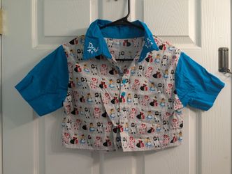 Handmade Alice In Wonderland Crop Top Button Up 