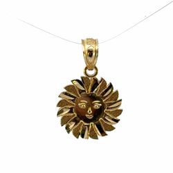 Woman’s Ladies 10k Yellow Gold .75” Inch Sun Charm Pendant for Necklace GP3136728