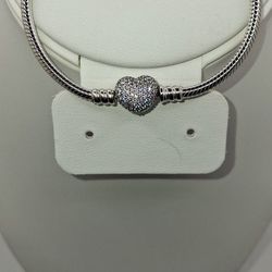 Pandora Moments Sparkling Heart & Snake Chain Bracelet
