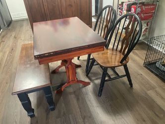 Table chairs and bench
