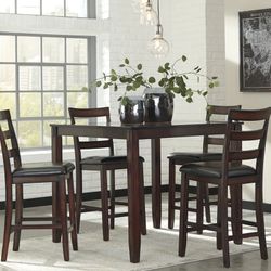 Coviar Brown Counter Height Dining Table and Bar Stools (Set of 5) 