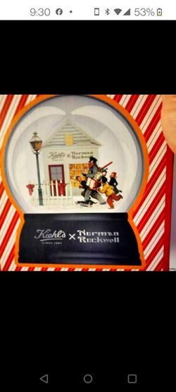 Kiehl's x Norman Rockwell Holiday Musical Snow Globe The Jolly Postman new!