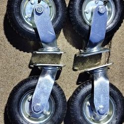 Black Pneumatic Tire Swivel Caster 350 lbs Capacity, with Grease Fitting 