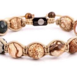 Natural Jasper/Dalmatian Gemstone Bracelet