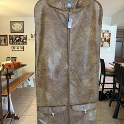 Vintage American Tourister Garment Bag 1970s Faux Leather Travel Case in Saddle Tan