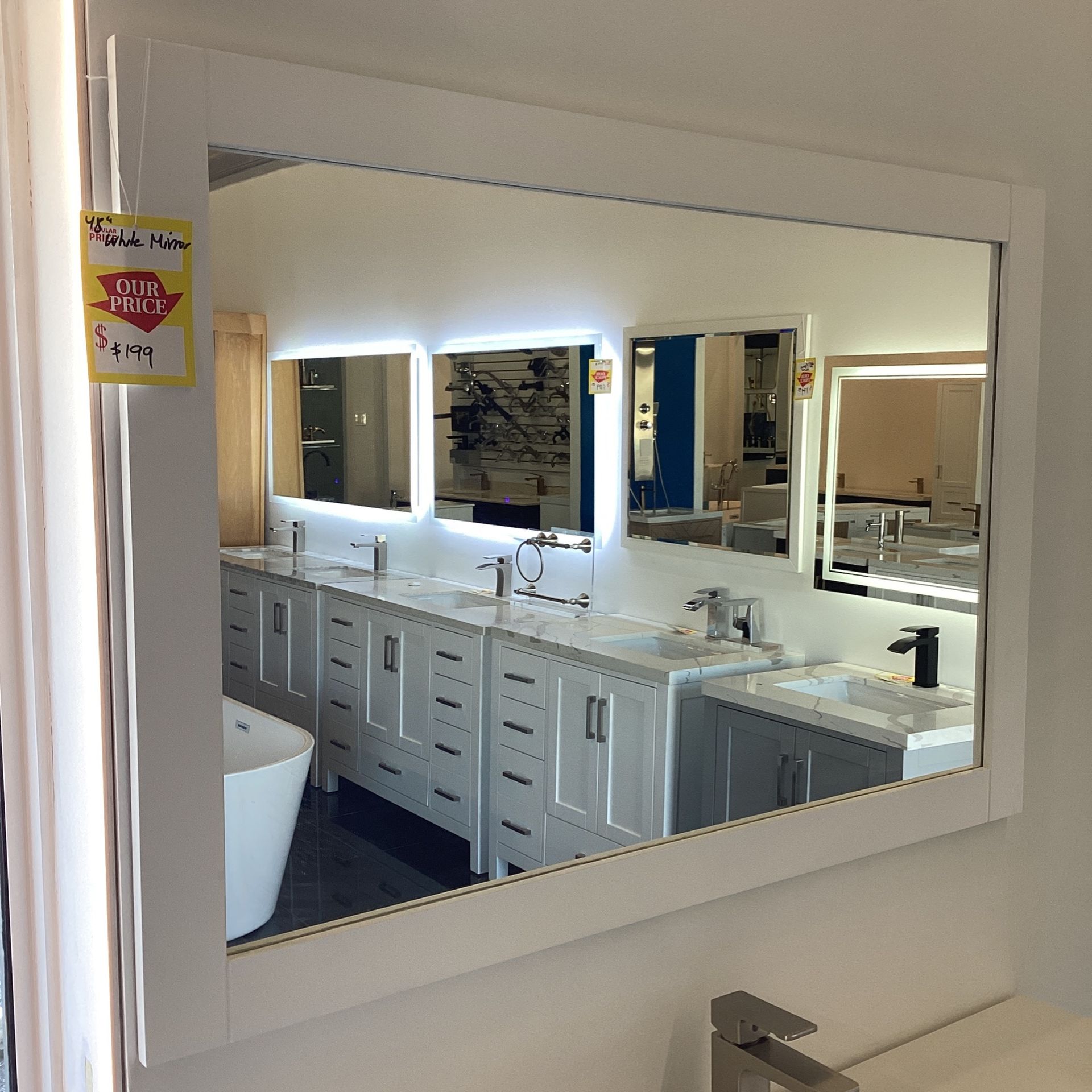 48” Mirror With white Wood Frame