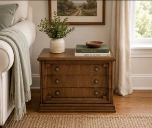 Vintage Wood 3-Drawer Chest with Architectural Detail