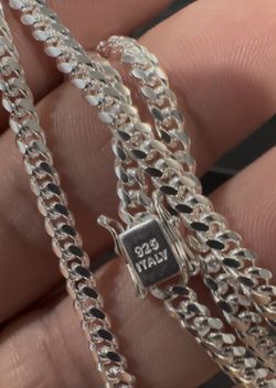 24in Solid 925 Silver Made In Italy Miami Chain 3.5MM