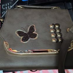 Butterfly Designed Handbag With Strap 