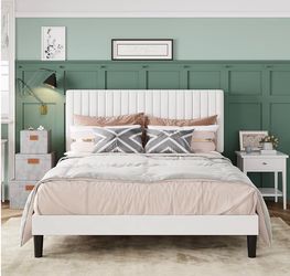 Full Size Bed Frame + Mattress – Like New, Plush Headboard