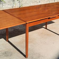 beautifully large Danish TEAK DINING TABLE with expandable LEAVES  and Others