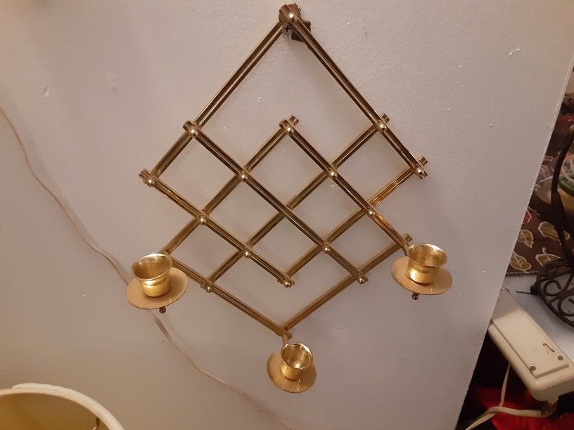 VERY NICE LOOKING Solid BRASS CANDLE HOLDER you can ADJUST IT TO short ARE Long HOLES 3 CANDLES