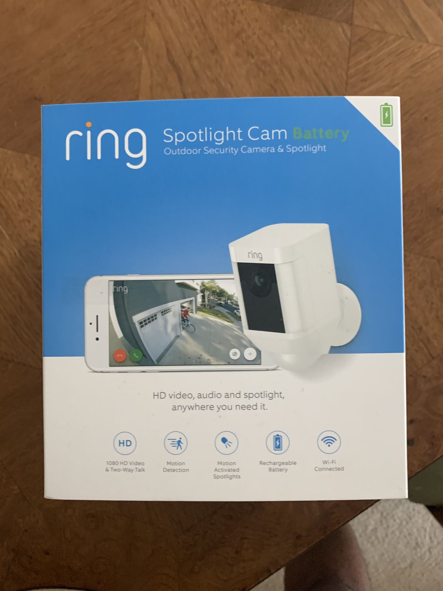 RING Spotlight Security Cam with extra battery