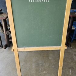 Wooden Easel/1 Side Whiteboard & 1 Chalkboard/2' Wide,  43 1/2" Tall/Board Is 2' X 2"