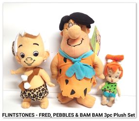 FLINTSTONES - FRED, PEBBLES & BAM BAM 3pc Plush Set