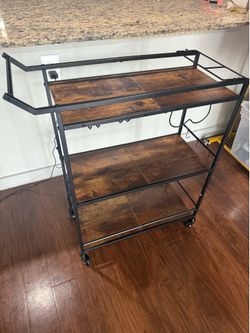 bar cart, rolling kitchen cart,  3 tier, wine rack