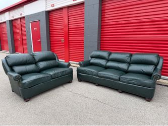 Dark Green McKinley Leather Genuine Leather Sofa & Loveseat Set*FREE DELIVERY 🚚