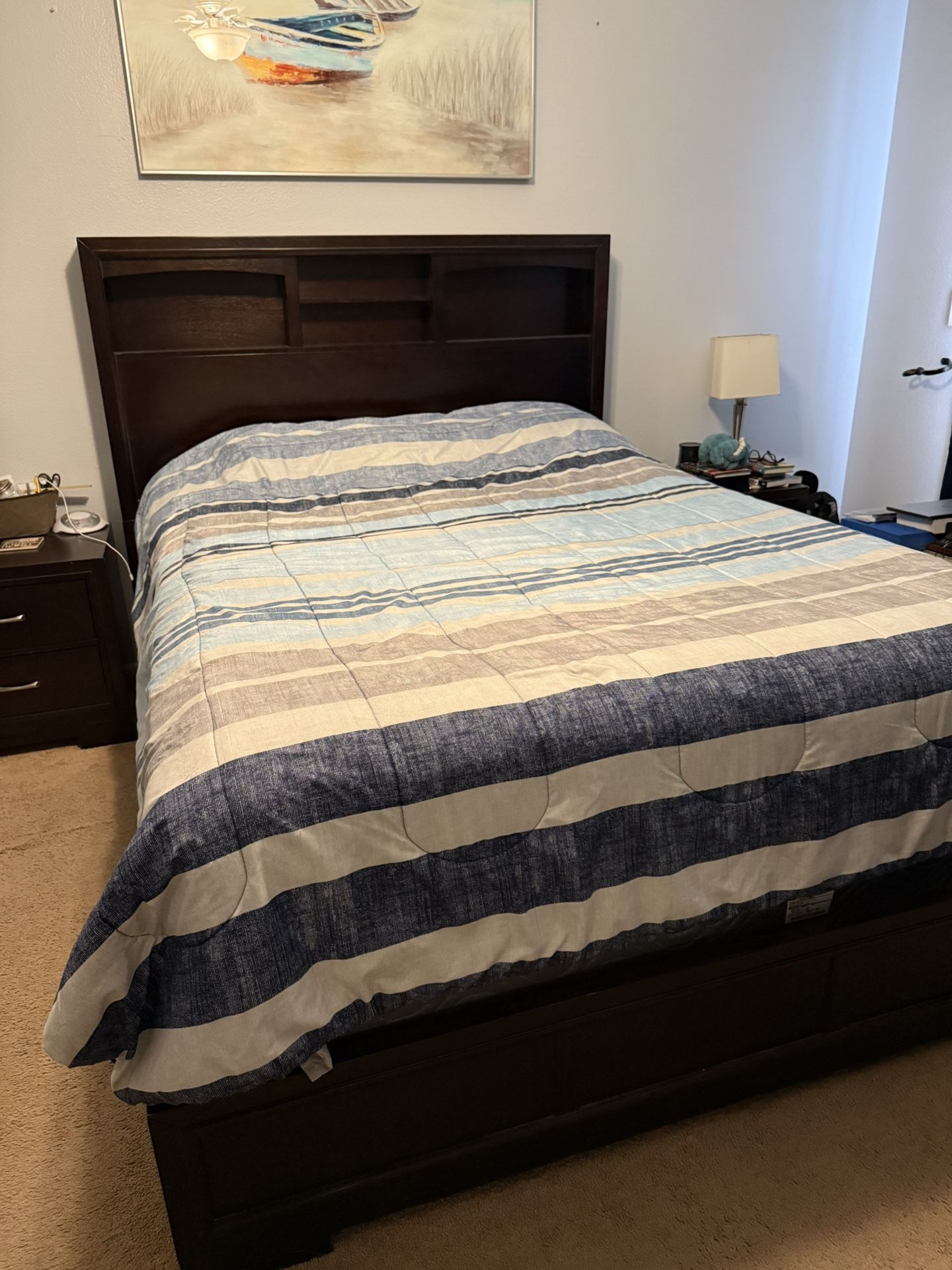 Queen Bed Frame And Shelf Headboard
