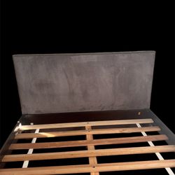 West Elm Upholstered gray Queen Bed Frame Retail price over $1200