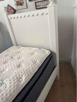 Ashely Furniture Store White Wood Twin Bed Bought 02/2026