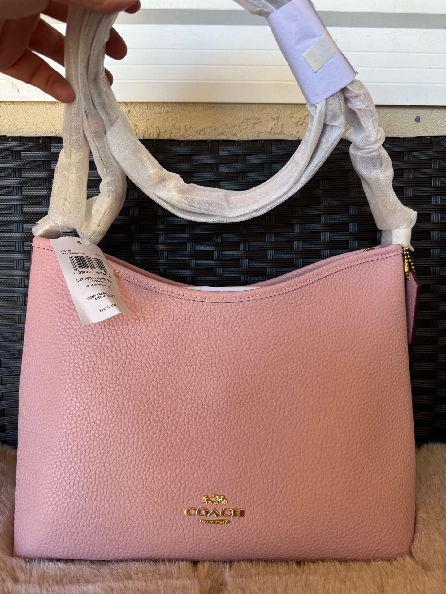 Coach Laurel Shoulder Bag Crossbody In Leather/Gold/Carnation CR148 Pink NWT