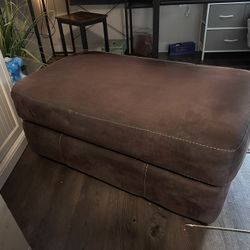 Faux Suede Ottoman With Contrast Stitching