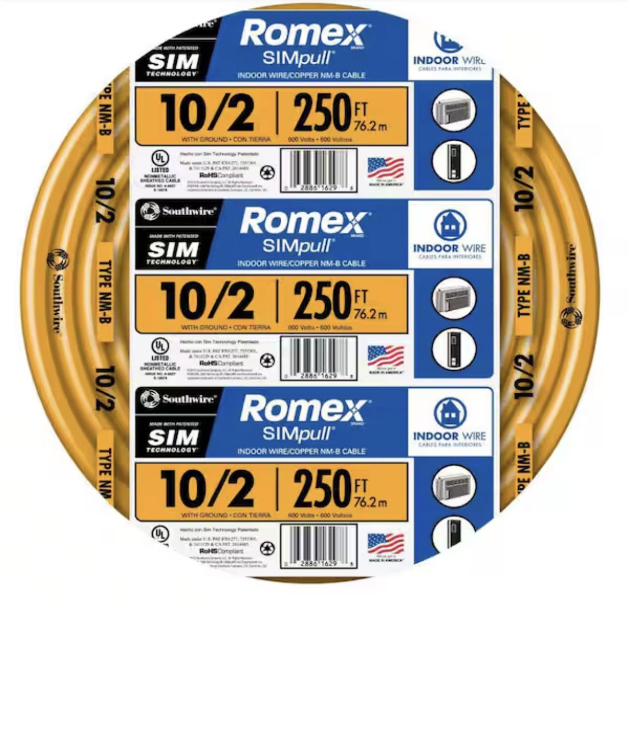 250ft 10/2 Romex & 250ft 14/2 Romex
