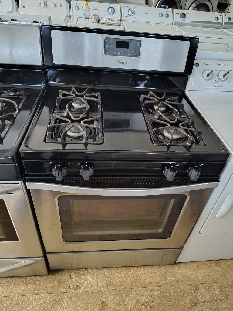 Whirlpool Blackband Stainless Steel Gas Stove Oven  4 Burners  In Excellent Working Condition 