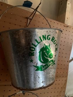 Rolling rock tin bucket