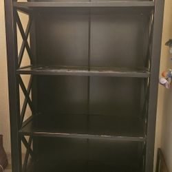 PRICE DROP! Tall Shelving Unit Espresso color with draw. Matching Nightstand Avail On Profile