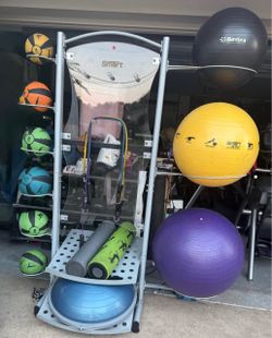 Medicine ball. & rack