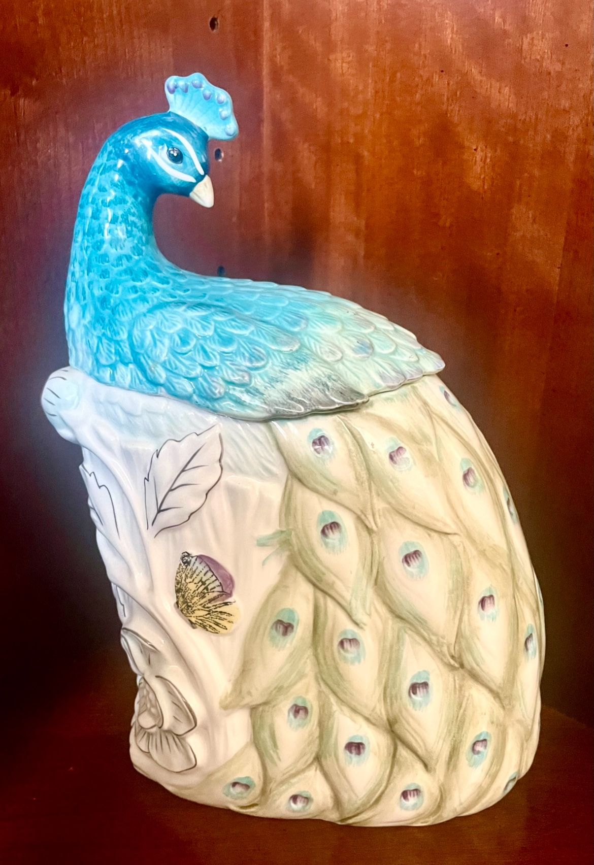 Peacock Cookie Jar By Edie Rose. Rare. No Longer Available. In perfect condition