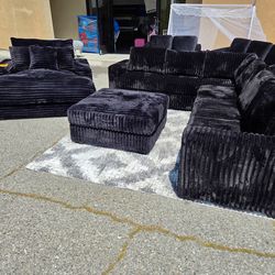 Brand New Sectional Corduroy Fabric W/ XL Ottoman & Oversize Chaise Reg: $1499 Now $1299