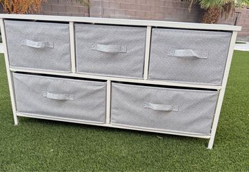 Extra Wide Fabric 5-Drawer Storage Organizer Unit for Bedroom Closet.
