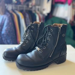 Women's Harley-Davidson Asher Ankle Boot Black Full Grain Leather 8 M